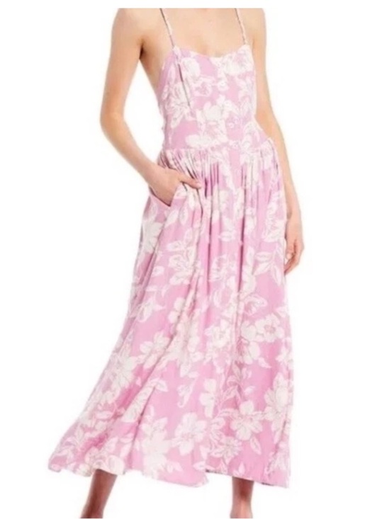 Free People Dresses & Skirts - Free People Pink & White Floral Spaghetti-Strap Maxi Dress size S